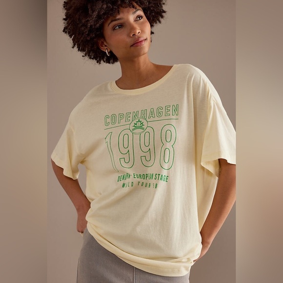 NWT Anthropologie pilcro short-sleeve vintage graphic dad t-shirt Copenhagen - Picture 1 of 5